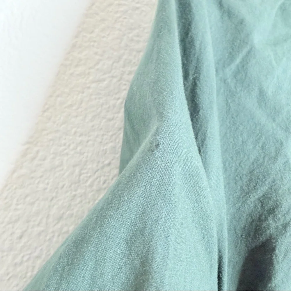 Madewell Crinkled Poplin Wrap Mini Dress, Size S, Dark Green